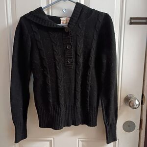🆓 Free W/Purchase Vintage OP Black Cable Knit Button-Up Sweater Large